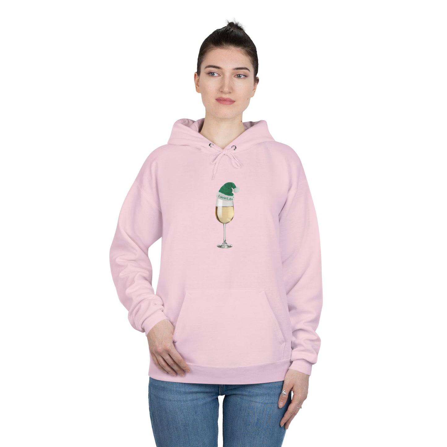 WHITE WINE SANTA HAT - Unisex Pullover Hoodie Sweatshirt (+3XL)