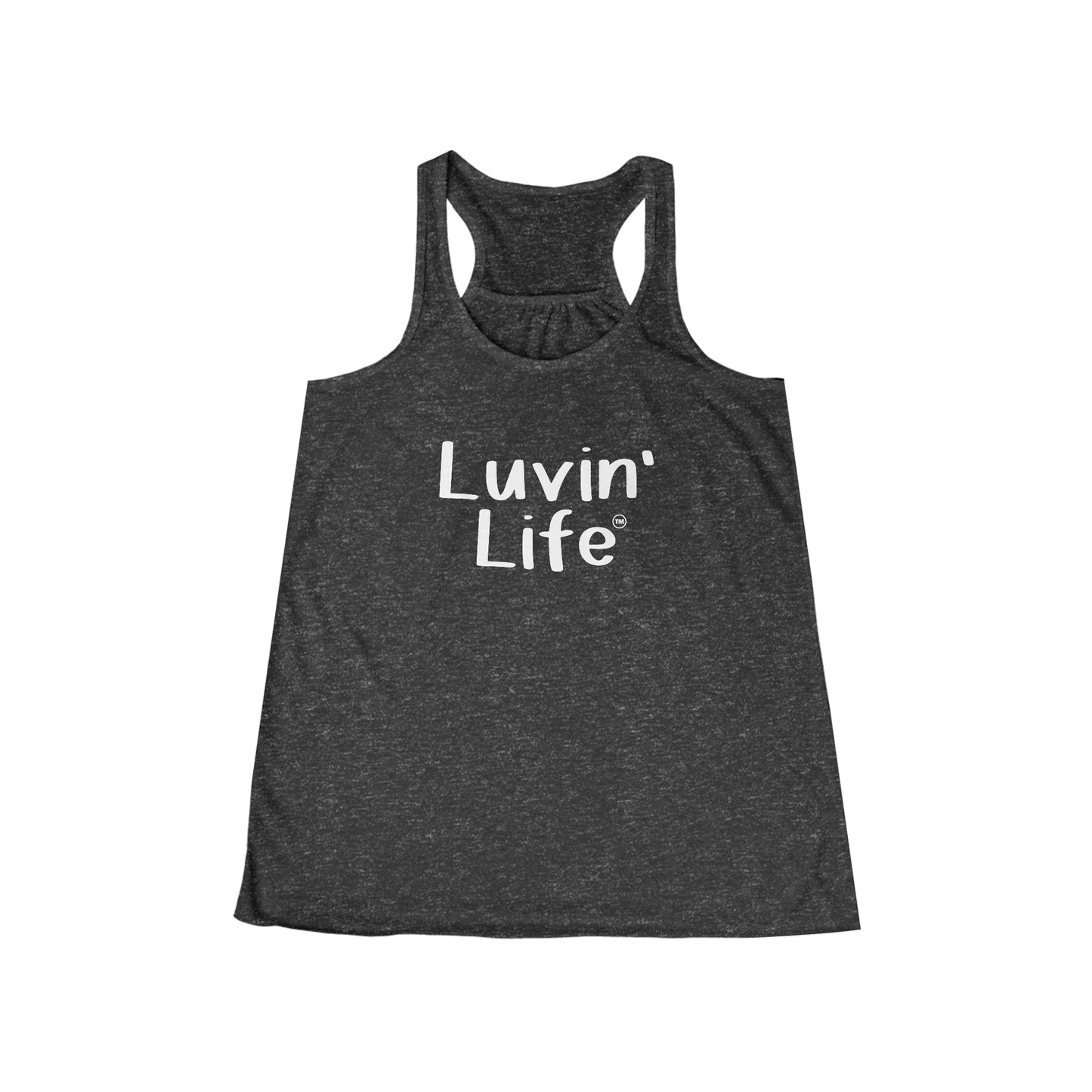 LUVIN' LIFE - White Font - Bella+Canvas - Women's Flowy Racerback Tank