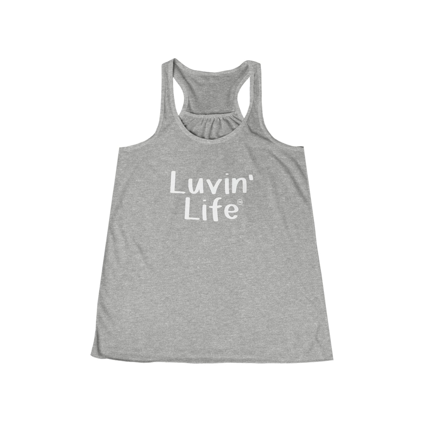 LUVIN' LIFE - White Font - Bella+Canvas - Women's Flowy Racerback Tank