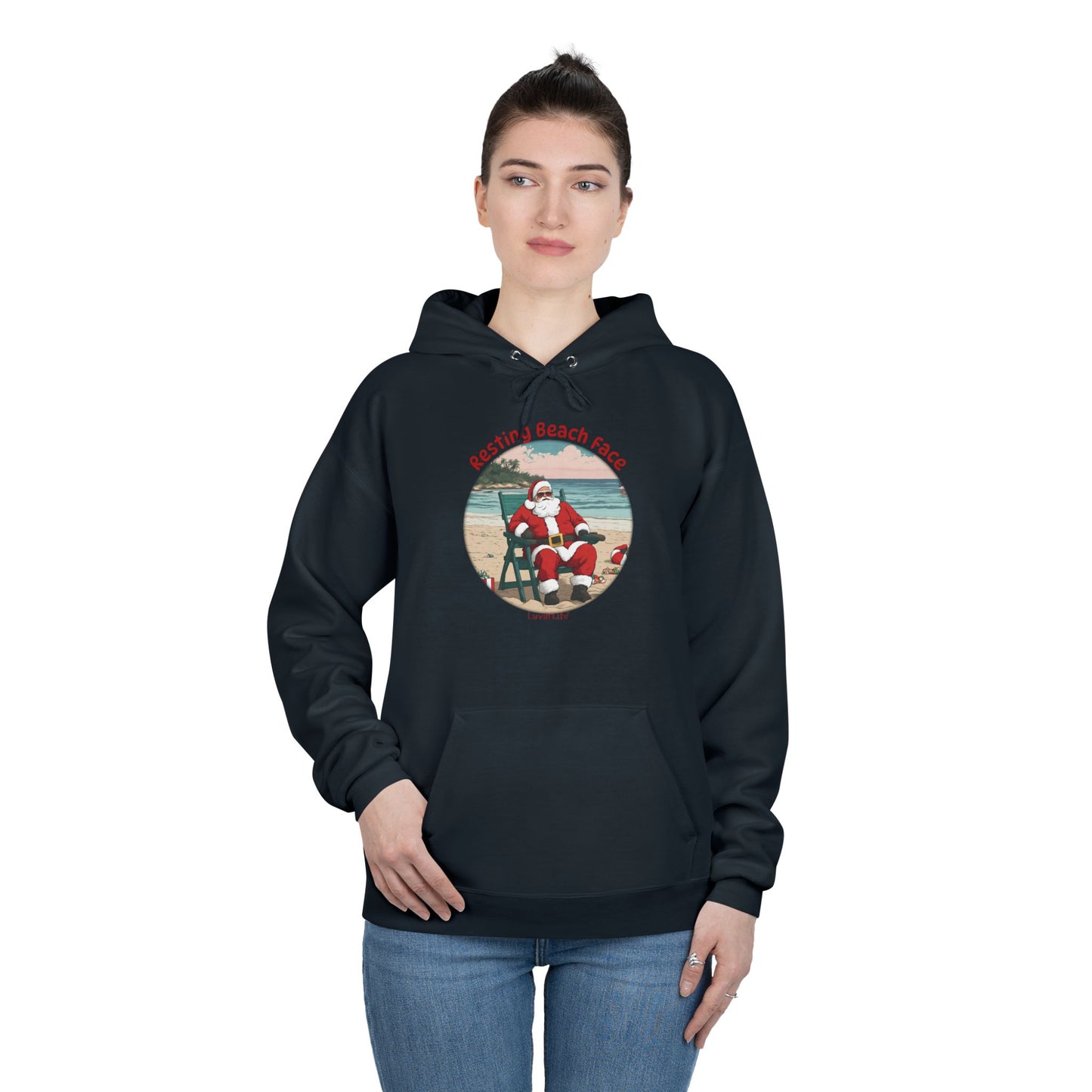 RESTING BEACH FACE - SANTA - Unisex Pullover Hoodie Sweatshirt (+3XL)