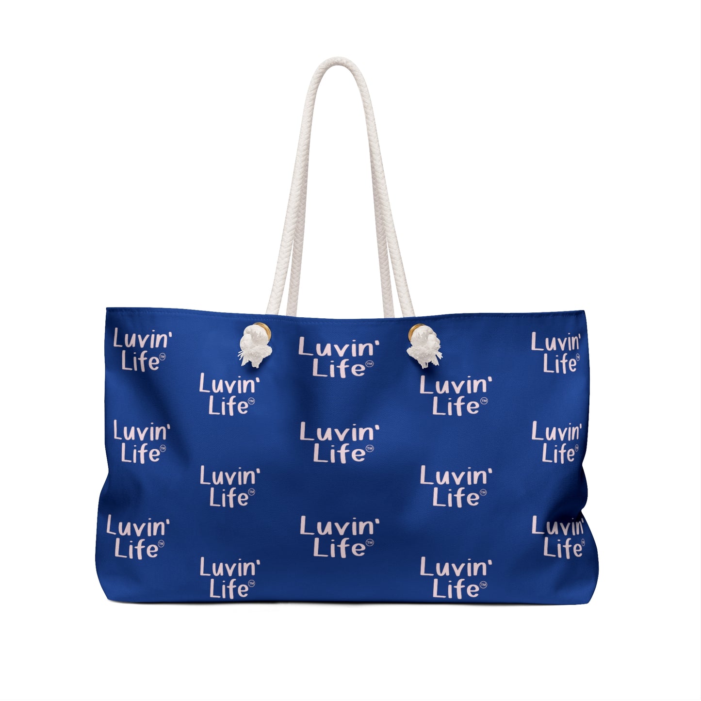 Luvin'Life - PINK on NAVY - Beach/Weekender Tote Bag