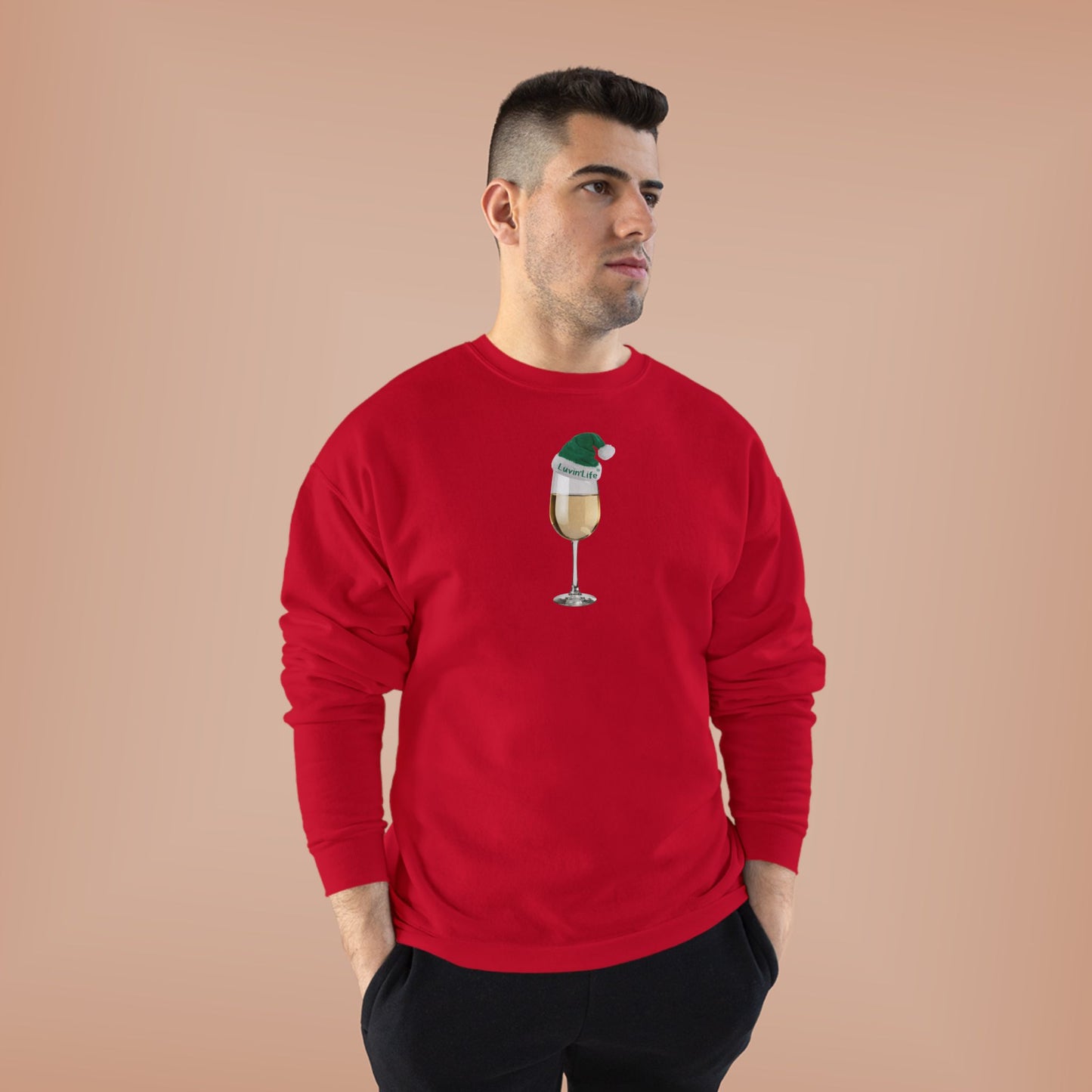 WHITE WINE SANTA HAT - Unisex Crewneck Sweatshirt (+4XL)