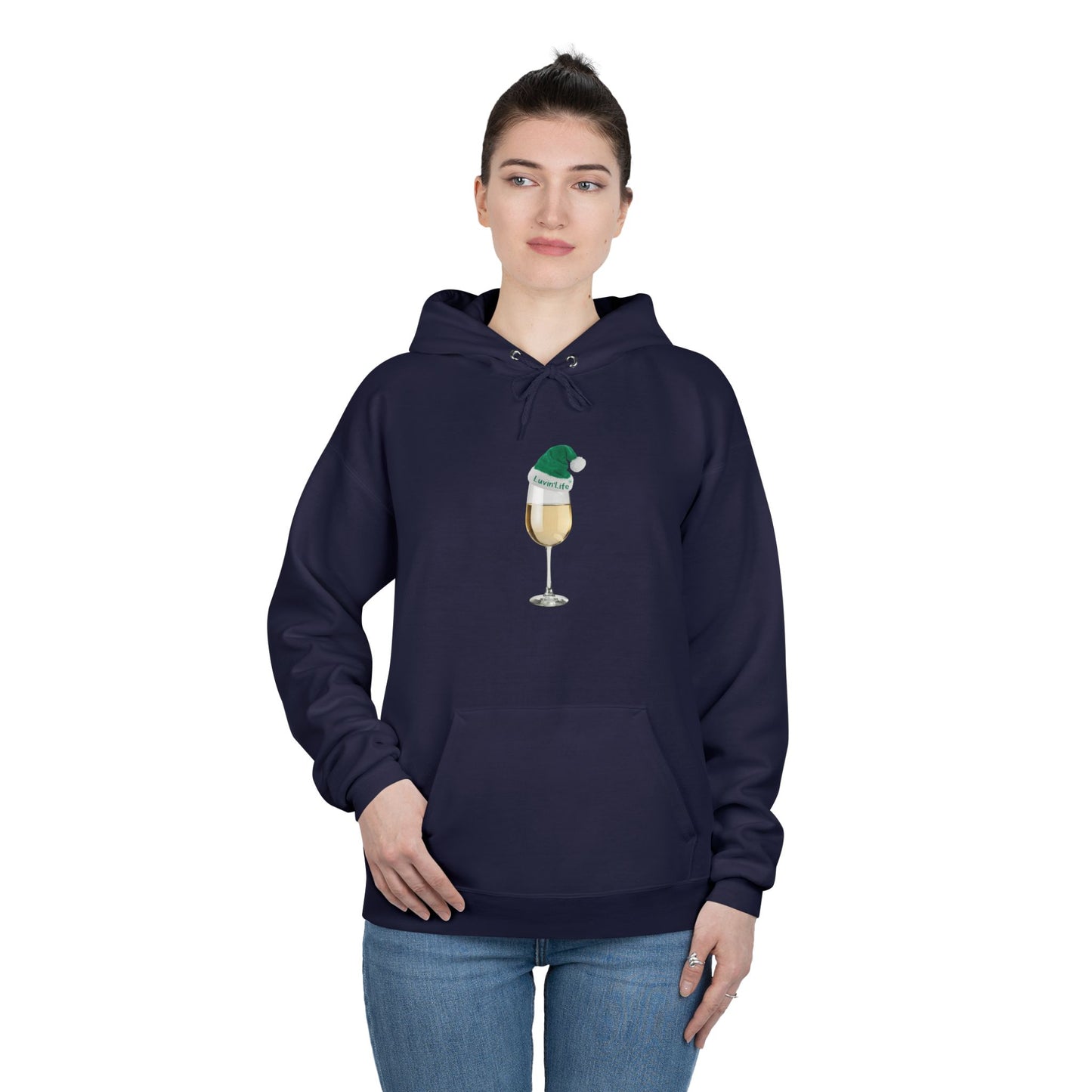 WHITE WINE SANTA HAT - Unisex Pullover Hoodie Sweatshirt (+3XL)