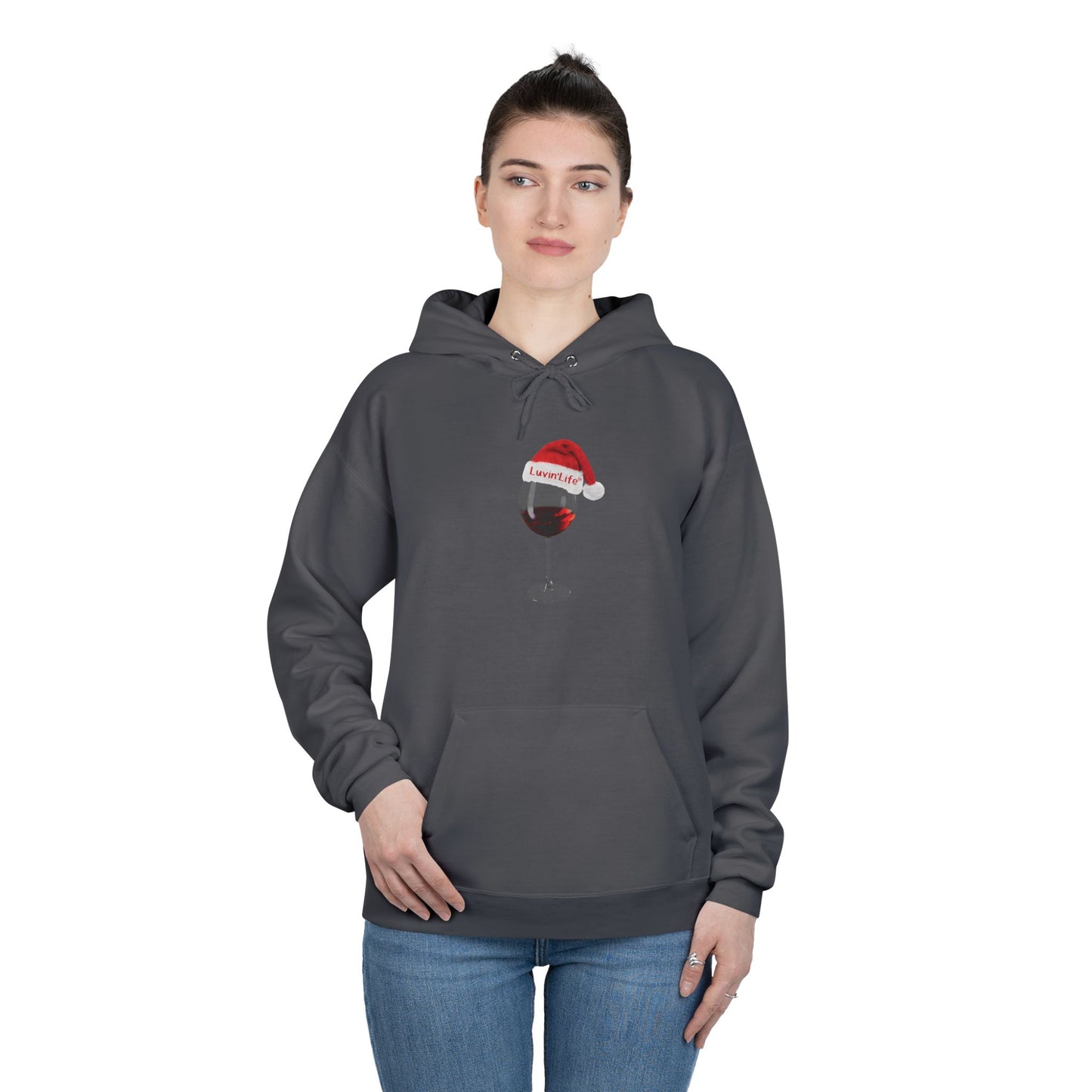 RED WINE SANTA HAT - Unisex  Pullover Hoodie Sweatshirt (+3XL)