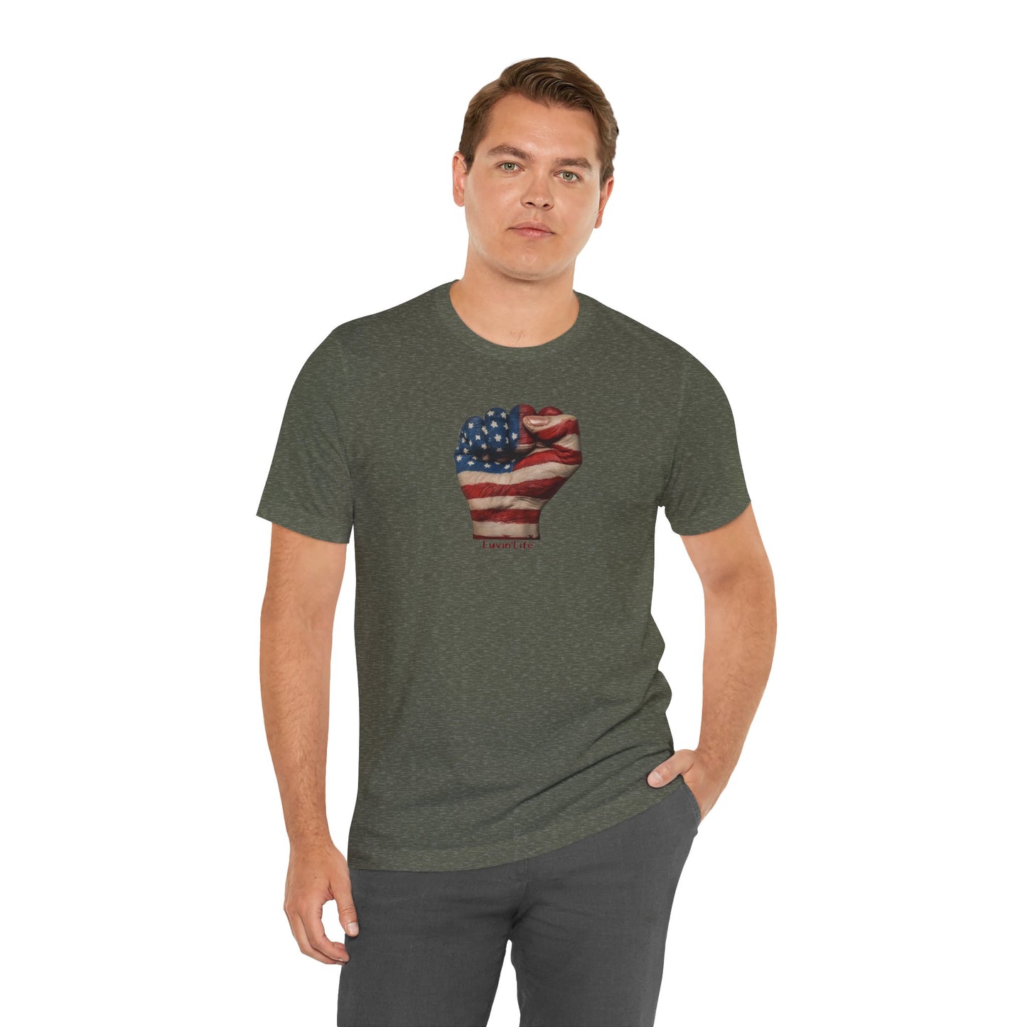 FIST AMERICAN FLAG - Unisex Jersey Short Sleeve Tee (5XL)