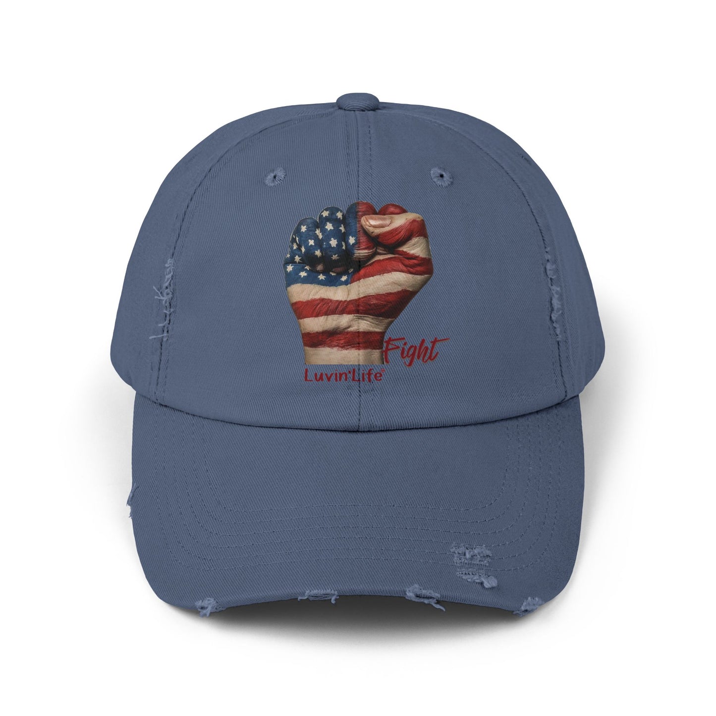 FIST AMERICAN FLAG - FIGHT - Unisex Distressed Cap