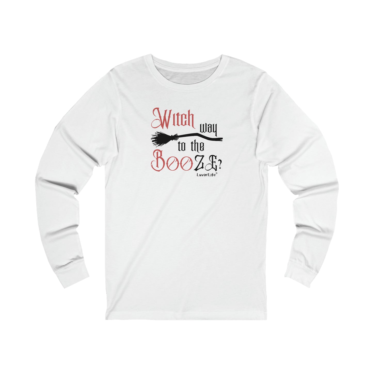 WITCH WAY TO THE BOOZE - Bella+Canvas Unisex Jersey Long Sleeve Tee (+3XL)