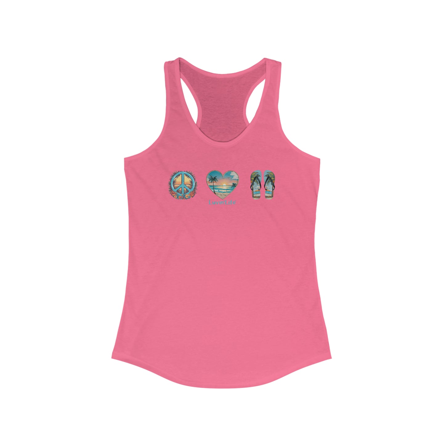 PEACE  LOVE  FLIP-FLOPS - NextLevel Women's Ideal Racerback Tank