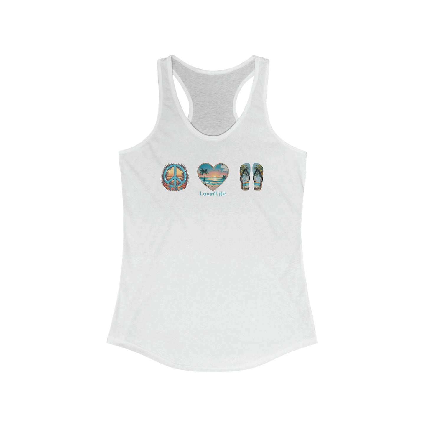 PEACE  LOVE  FLIP-FLOPS - NextLevel Women's Ideal Racerback Tank