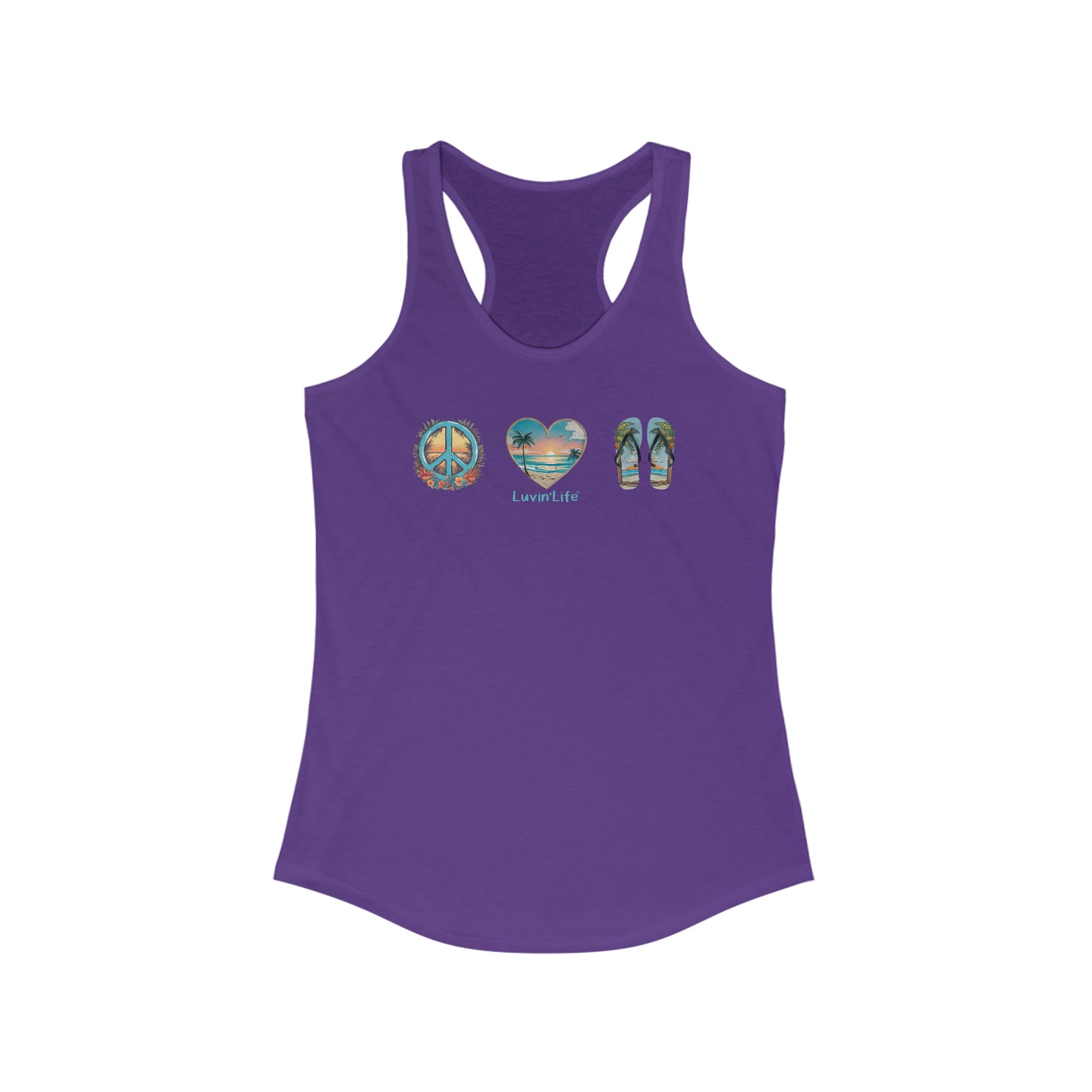 PEACE  LOVE  FLIP-FLOPS - NextLevel Women's Ideal Racerback Tank