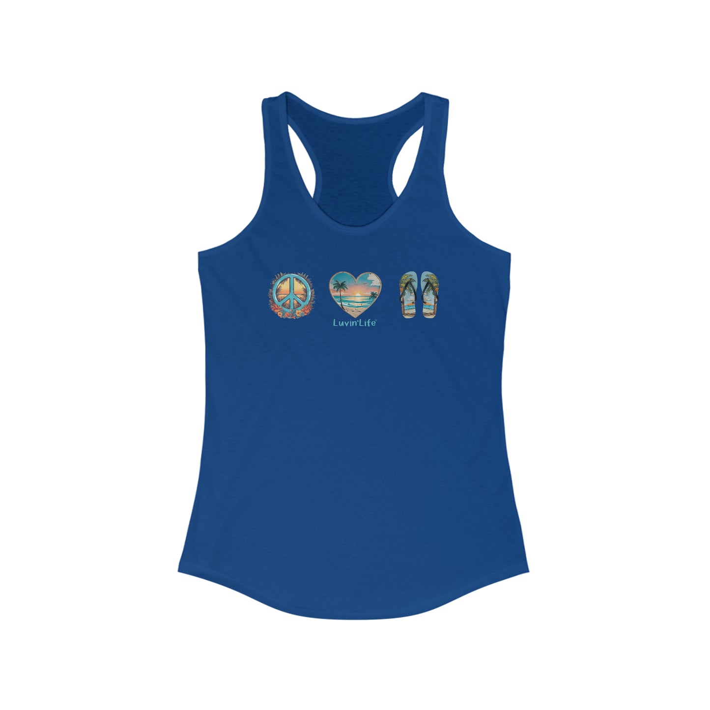 PEACE  LOVE  FLIP-FLOPS - NextLevel Women's Ideal Racerback Tank