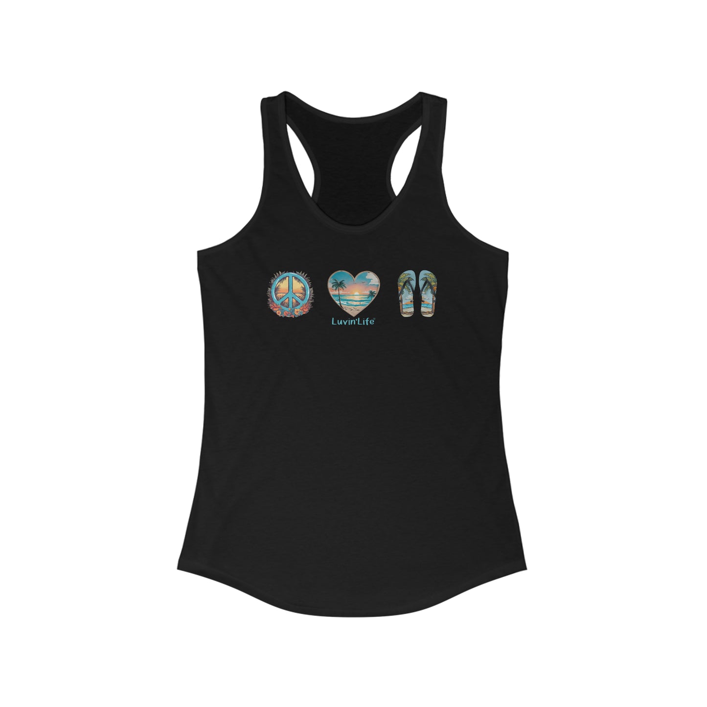 PEACE  LOVE  FLIP-FLOPS - NextLevel Women's Ideal Racerback Tank