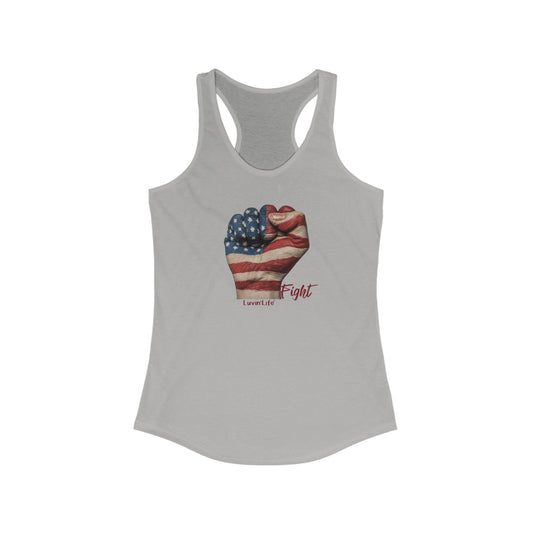 US FLAG PAINTED FIST - Women's Ideal Racerback Tank (2XL)