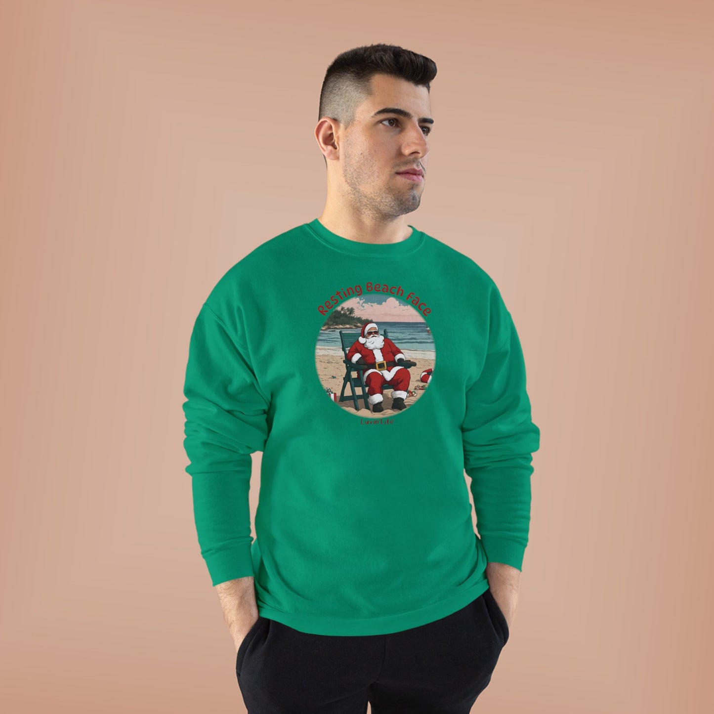 RESTING BEACH FACE - SANTA -Unisex Crewneck Sweatshirt (+4XL)