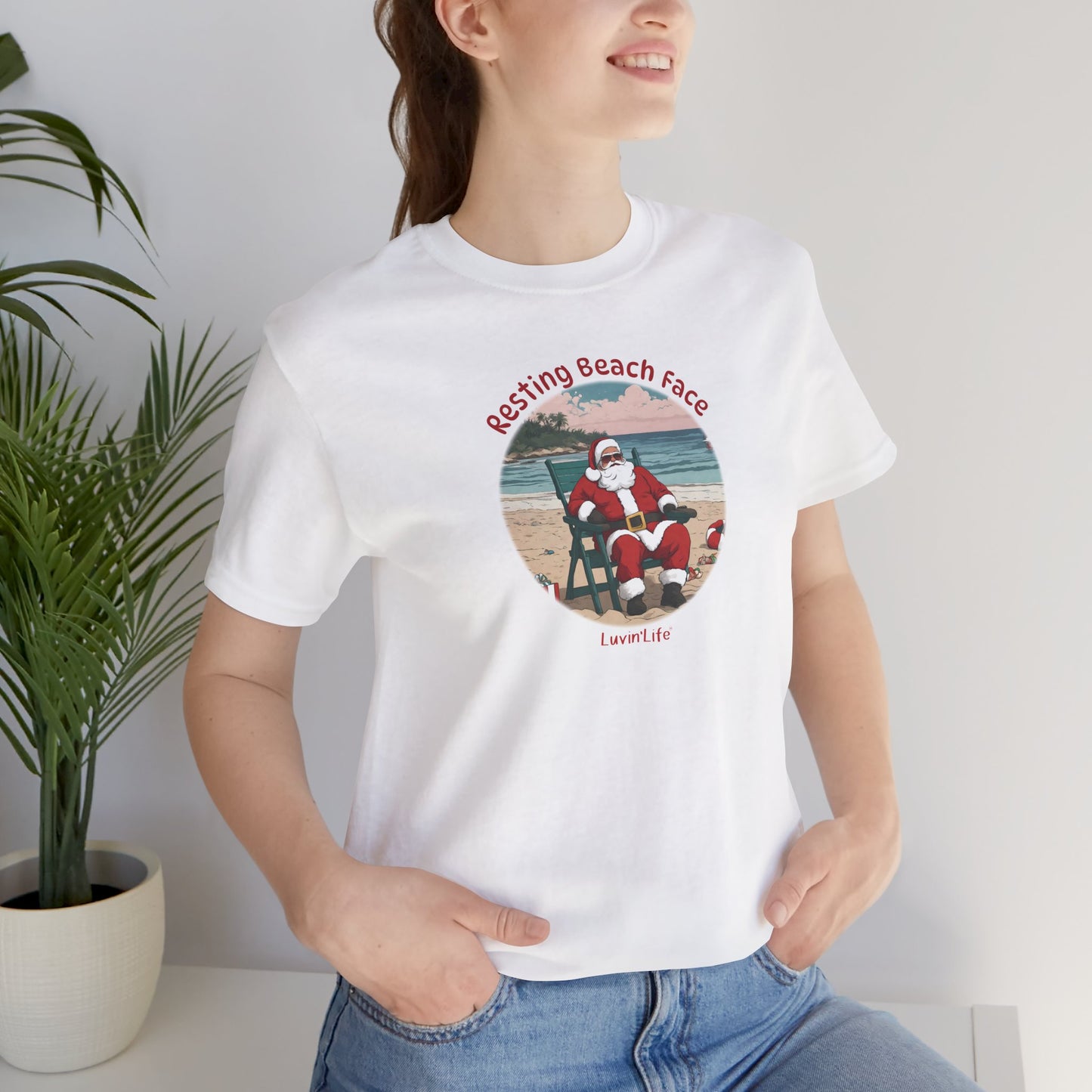 RESTING BEACH FACE - SANTA - Bella+Canvas Unisex Short Sleeve Tee (+5XL)