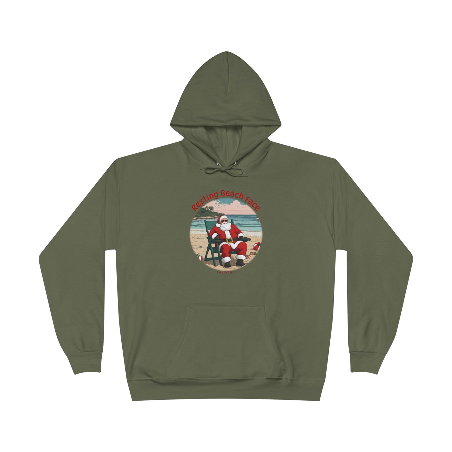 RESTING BEACH FACE - SANTA - Unisex Pullover Hoodie Sweatshirt (+3XL)