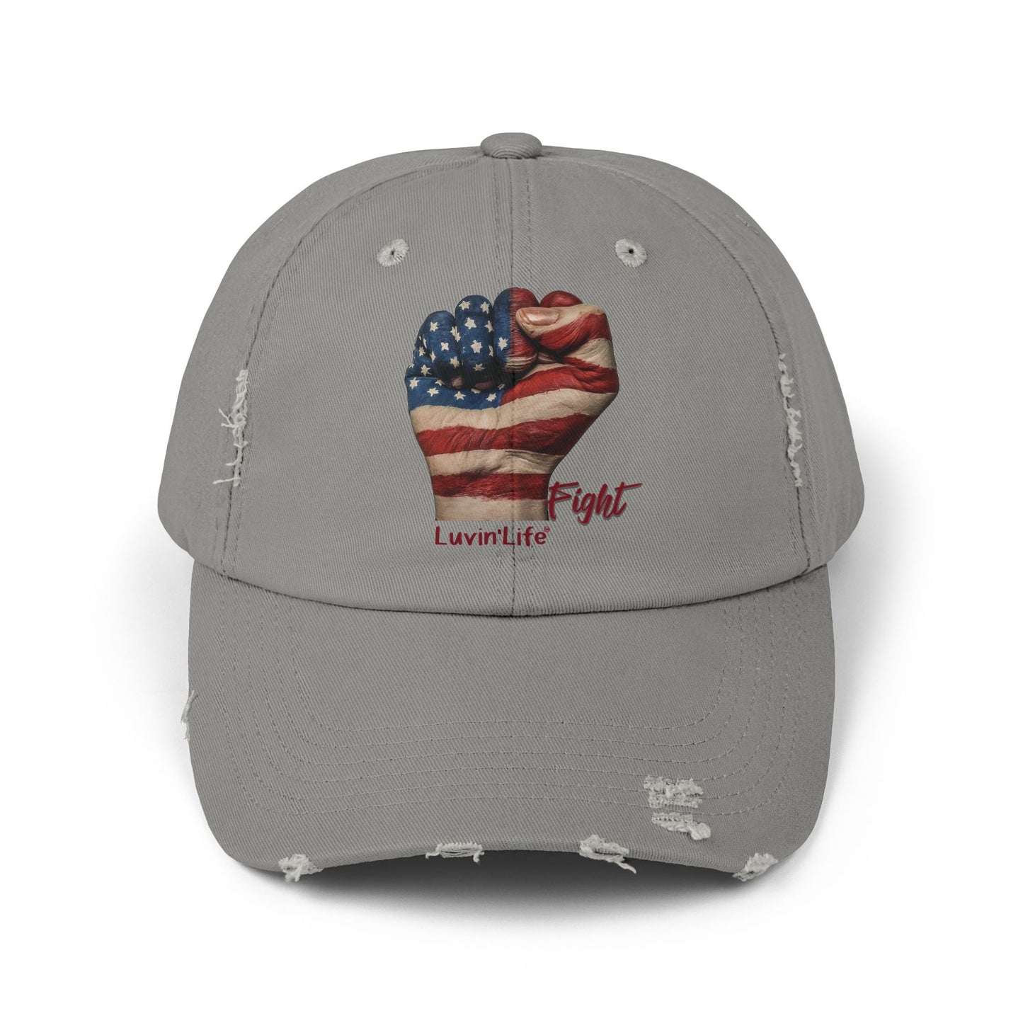 FIST AMERICAN FLAG - FIGHT - Unisex Distressed Cap