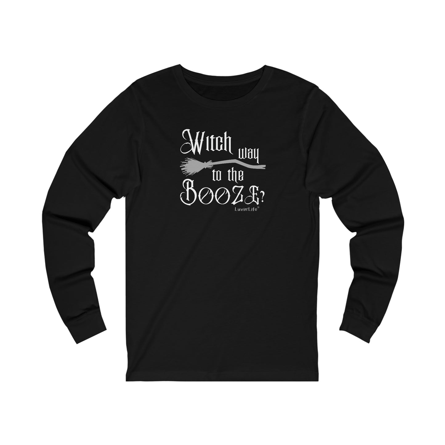 WITCH WAY TO THE BOOZE - Bella+Canvas Unisex Jersey Long Sleeve Tee (+3XL)