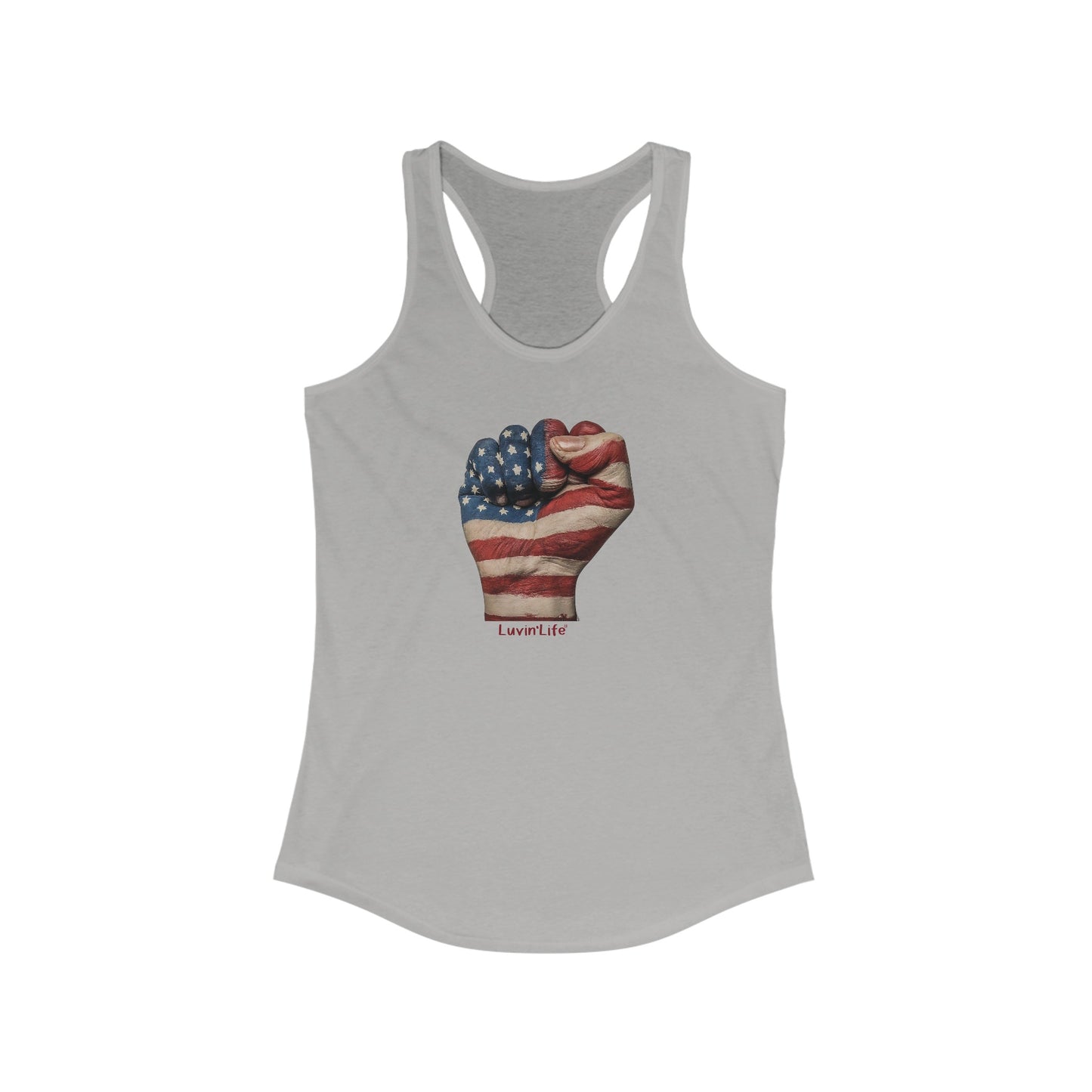 FIST AMERICAN FLAG - Women's Ideal Racerback Tank (Slim Fit)