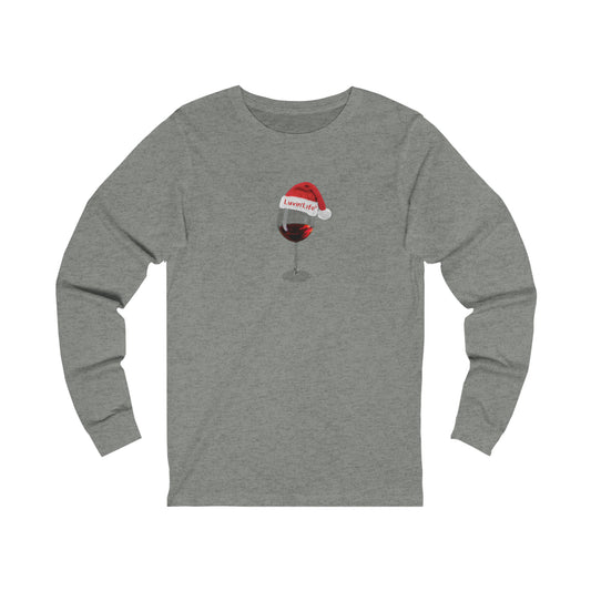 RED WINE SANTA HAT - Bella+Canvas - Unisex Jersey Long Sleeve Tee (2XL)