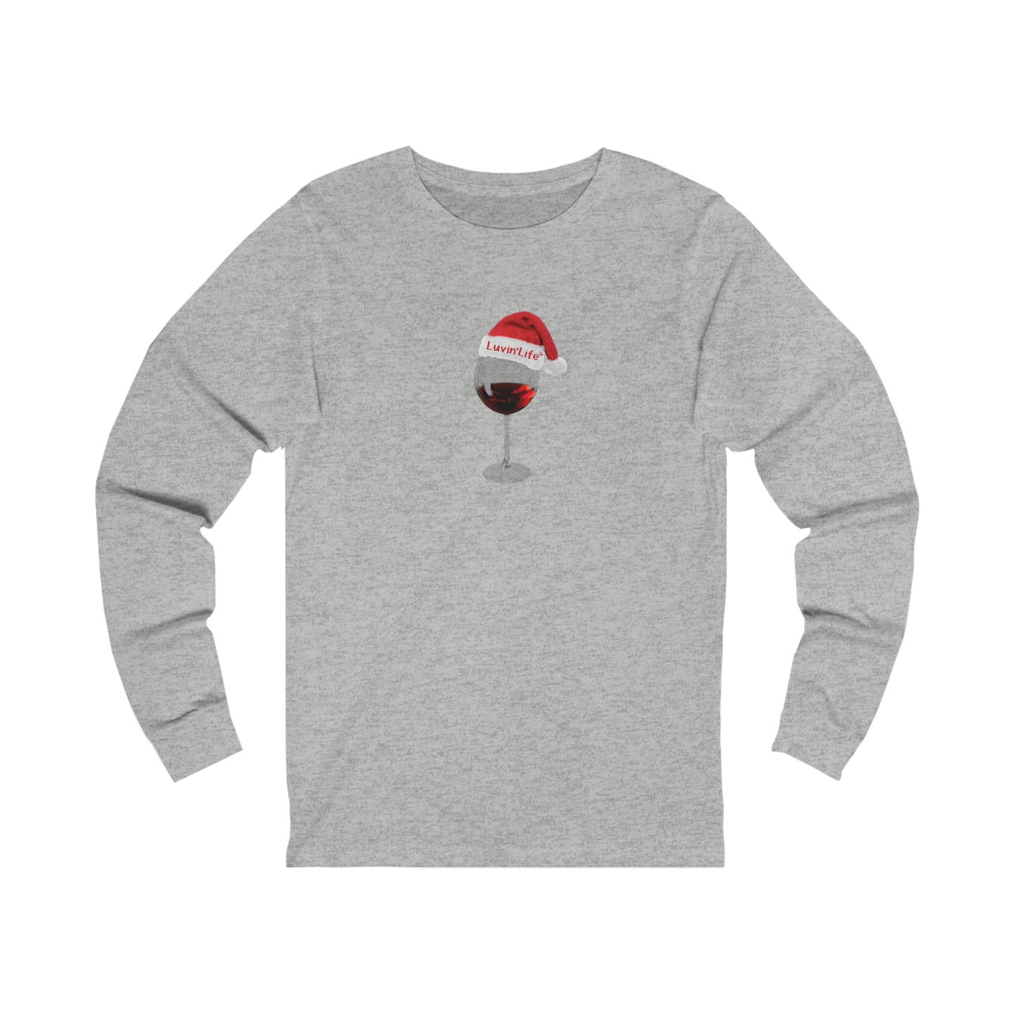 RED WINE SANTA HAT - Bella+Canvas - Unisex Jersey Long Sleeve Tee (2XL)