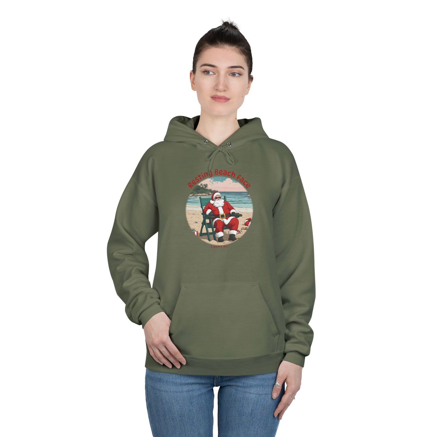 RESTING BEACH FACE - SANTA - Unisex Pullover Hoodie Sweatshirt (+3XL)