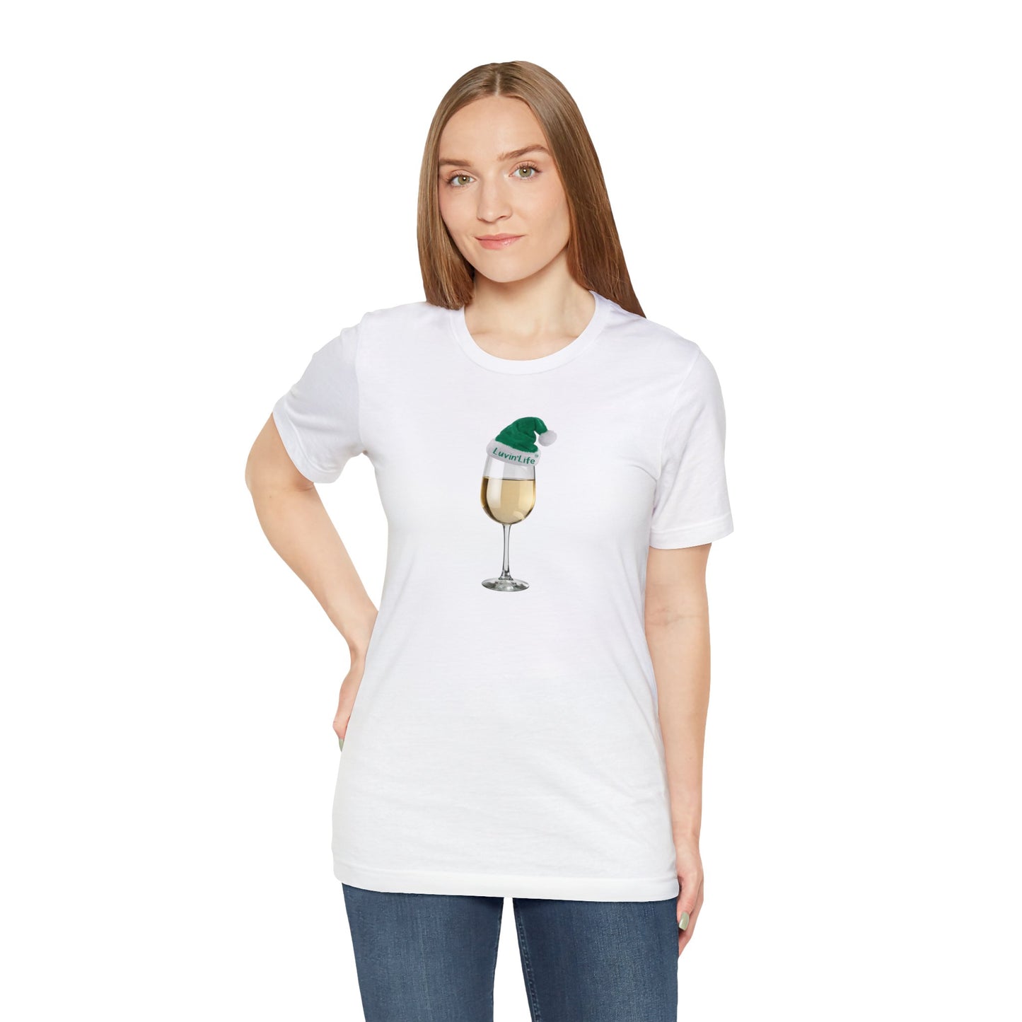 WHITE WINE SANTA HAT - Bella+Canvas - Unisex Jersey Short Sleeve Tee (3XL)