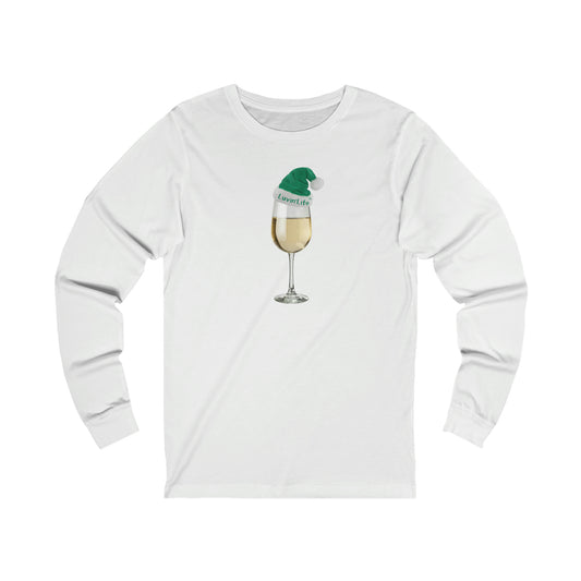 WHITE WINE SANTA HAT - Bella+Canvas - Unisex Jersey Long Sleeve Tee (2XL)