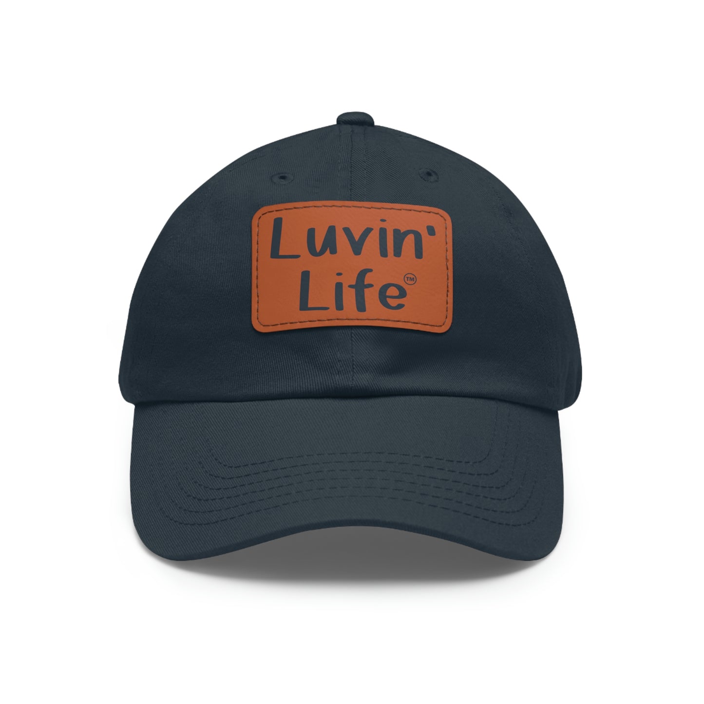 Luvin'Life - Navy text - Hat with Leather Patch