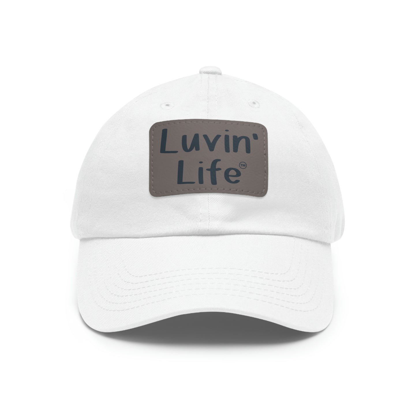 Luvin'Life - Navy text - Hat with Leather Patch